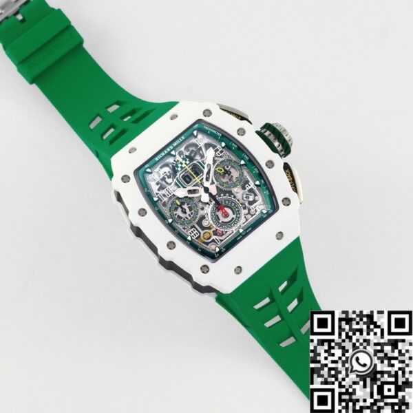 Richard Mille RM11 Watch White Ceramic Green Rubber Strap KV