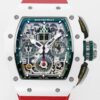 Richard Mille RM11 Replica White Ceramic Red Rubber Strap