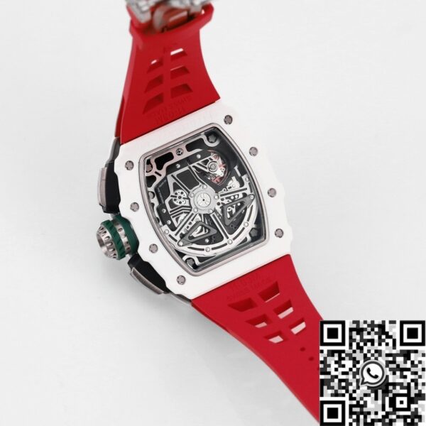 Richard Mille RM11 Replica White Ceramic Red Rubber Strap
