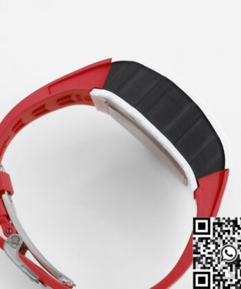 Richard Mille RM11 Replica White Ceramic Red Rubber Strap