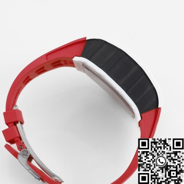 Richard Mille RM11 Replica White Ceramic Red Rubber Strap