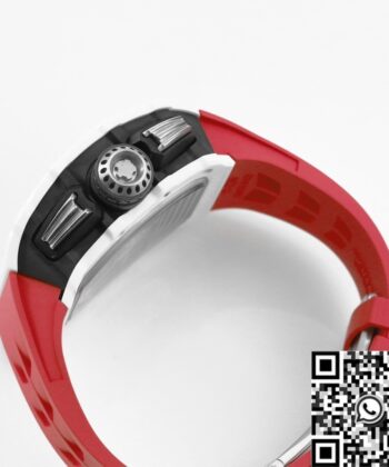 Richard Mille RM11 Replica White Ceramic Red Rubber Strap
