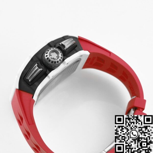 Richard Mille RM11 Replica White Ceramic Red Rubber Strap