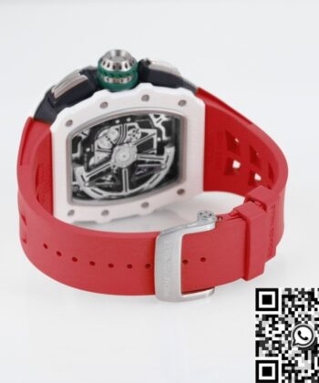 Richard Mille RM11 Replica White Ceramic Red Rubber Strap