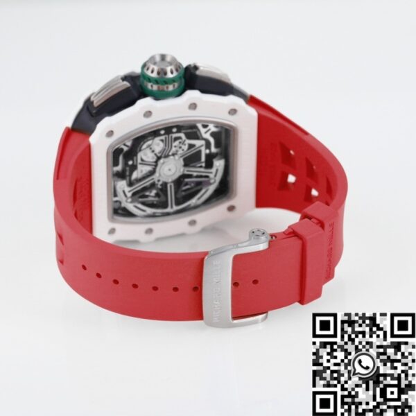 Richard Mille RM11 Replica White Ceramic Red Rubber Strap