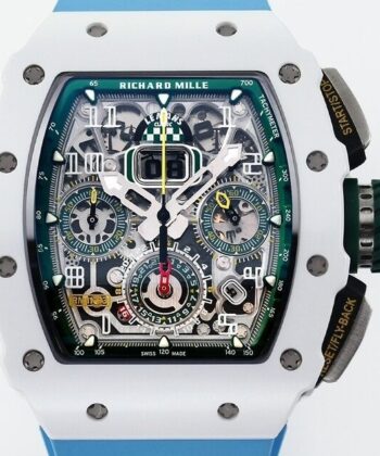 RM11 Replica Watch Richard Mille White Ceramic Blue Rubber