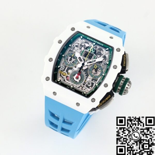 RM11 Replica Watch Richard Mille White Ceramic Blue Rubber