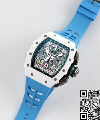 RM11 Replica Watch Richard Mille White Ceramic Blue Rubber
