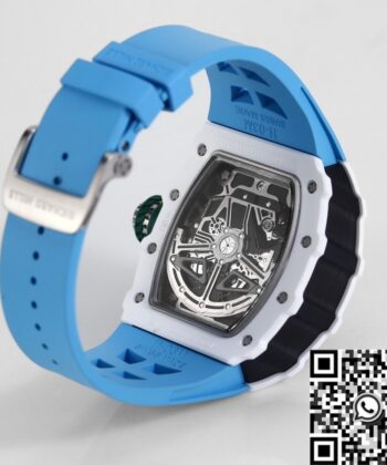 RM11 Replica Watch Richard Mille White Ceramic Blue Rubber