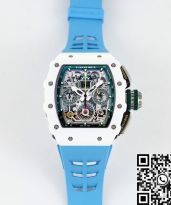 RM11 Replica Watch Richard Mille White Ceramic Blue Rubber