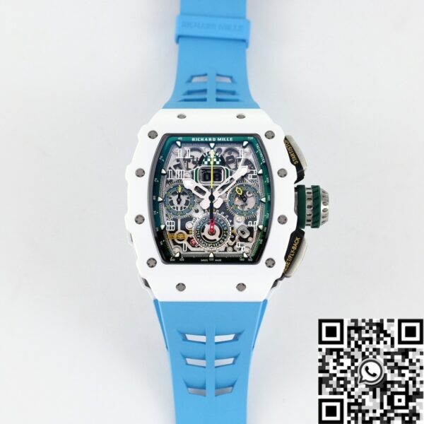 RM11 Replica Watch Richard Mille White Ceramic Blue Rubber
