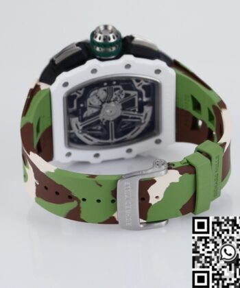 Fake Richard Mille RM11 White Ceramic Camouflage Rubber Strap