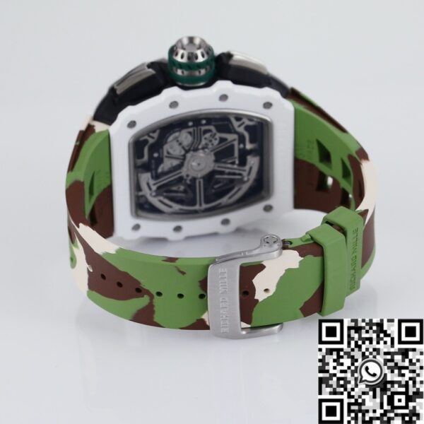 Fake Richard Mille RM11 White Ceramic Camouflage Rubber Strap