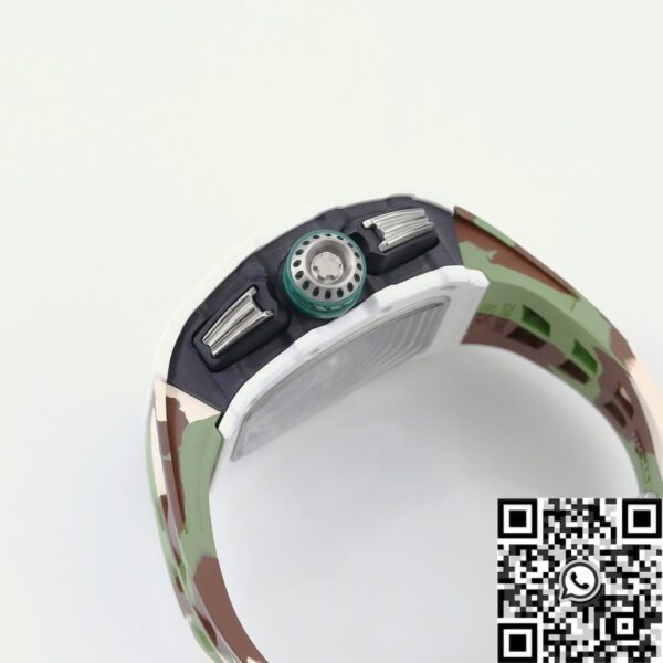 Fake Richard Mille RM11 White Ceramic Camouflage Rubber Strap