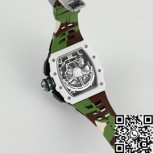 Fake Richard Mille RM11 White Ceramic Camouflage Rubber Strap