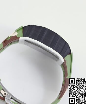 Fake Richard Mille RM11 White Ceramic Camouflage Rubber Strap