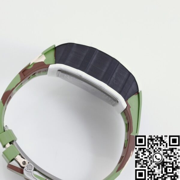 Fake Richard Mille RM11 White Ceramic Camouflage Rubber Strap