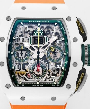 Fake RM11 Watches Richard Mille White Ceramic Orange Rubber