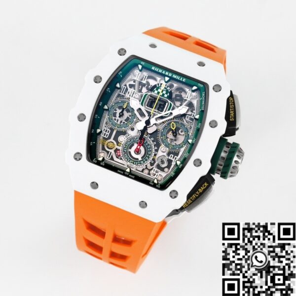 Fake RM11 Watches Richard Mille White Ceramic Orange Rubber