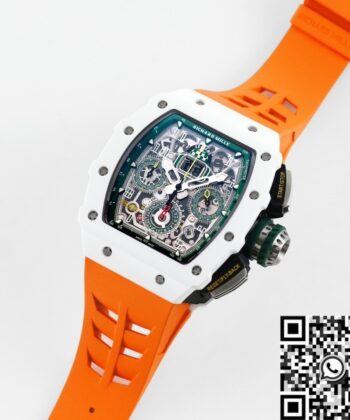 Fake RM11 Watches Richard Mille White Ceramic Orange Rubber