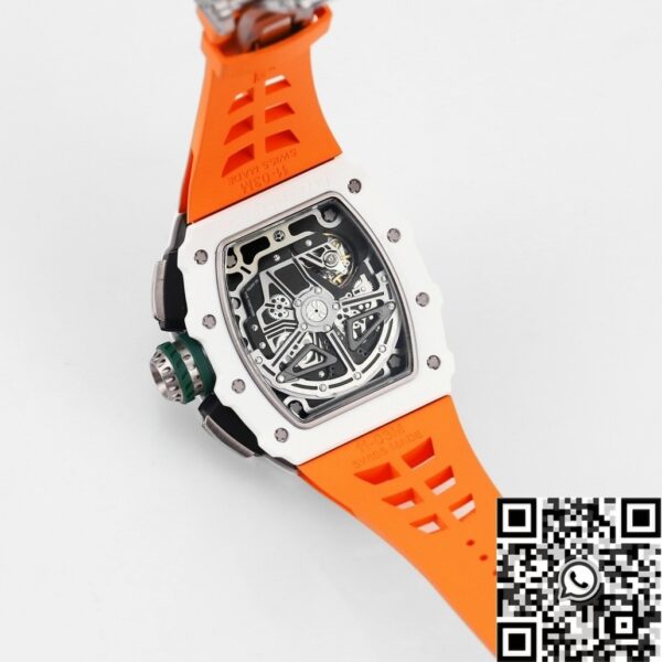 Fake RM11 Watches Richard Mille White Ceramic Orange Rubber