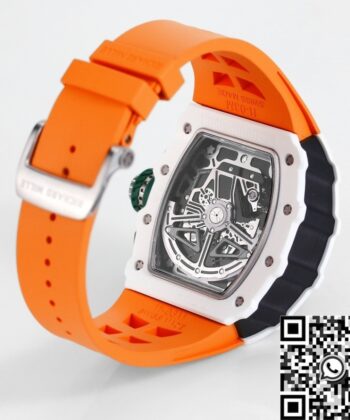 Fake RM11 Watches Richard Mille White Ceramic Orange Rubber