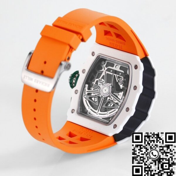 Fake RM11 Watches Richard Mille White Ceramic Orange Rubber