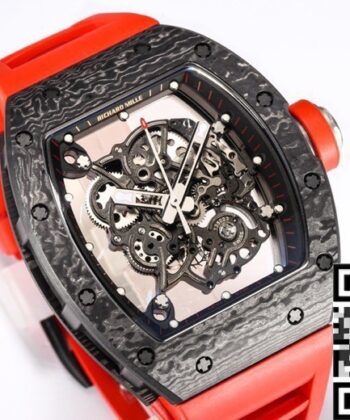 Richard Mille RM055 Fake Red Rubber Strap Watch BBR Factory