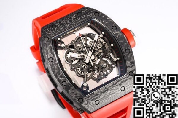 Richard Mille RM055 Fake Red Rubber Strap Watch BBR Factory
