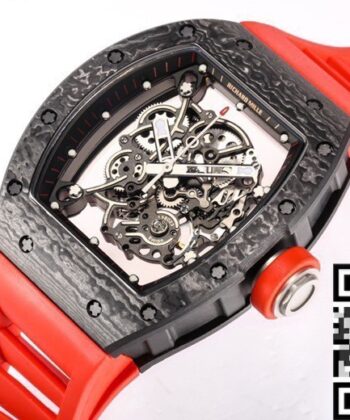 Richard Mille RM055 Fake Red Rubber Strap Watch BBR Factory