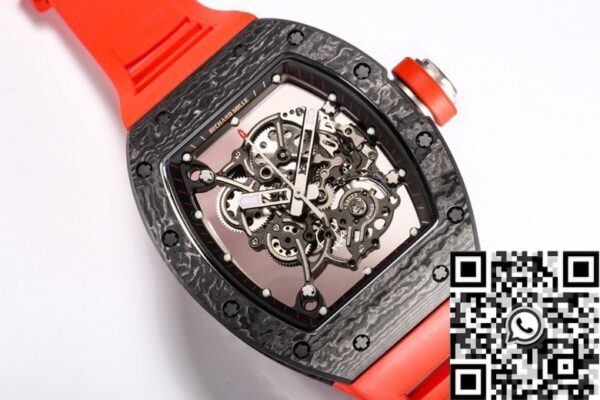 Richard Mille RM055 Fake Red Rubber Strap Watch BBR Factory