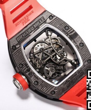 Richard Mille RM055 Fake Red Rubber Strap Watch BBR Factory