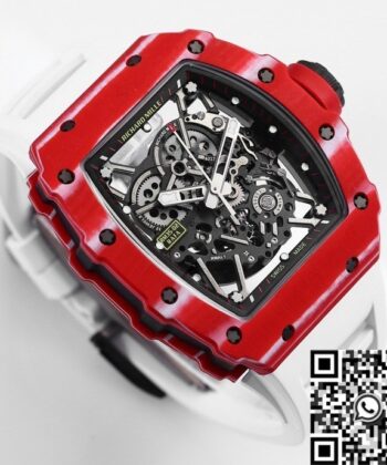 RM35-02 Replica Watch Richard Mille White Strap Carbon Fiber