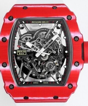 RM35-02 Replica Watch Richard Mille White Strap Carbon Fiber