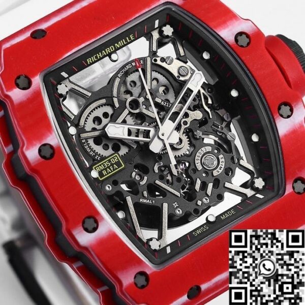 RM35-02 Replica Watch Richard Mille White Strap Carbon Fiber