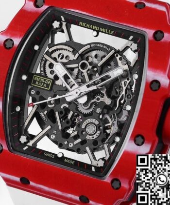 RM35-02 Replica Watch Richard Mille White Strap Carbon Fiber