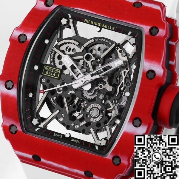RM35-02 Replica Watch Richard Mille White Strap Carbon Fiber