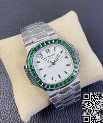Nautilus Patek Philippe​ 5711 Emerald Diamond White Dial Watch