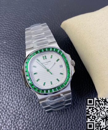 Nautilus Patek Philippe​ 5711 Emerald Diamond White Dial Watch