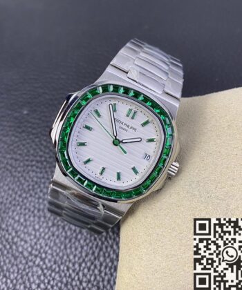 Nautilus Patek Philippe​ 5711 Emerald Diamond White Dial Watch