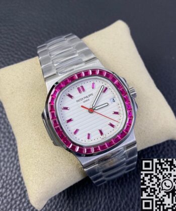 Nautilus Watch Patek Philippe 5711 Red Diamond White Dial PPF