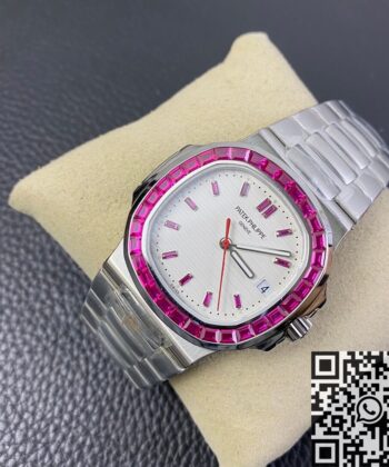 Nautilus Watch Patek Philippe 5711 Red Diamond White Dial PPF