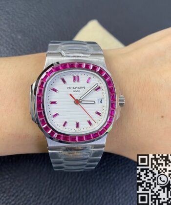 Nautilus Watch Patek Philippe 5711 Red Diamond White Dial PPF