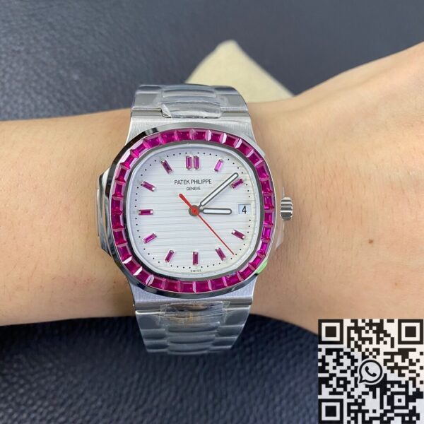 Nautilus Watch Patek Philippe 5711 Red Diamond White Dial PPF