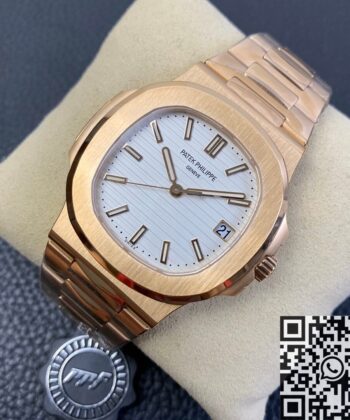Patek Philippe Nautilus Platinum 5711R White Dial Rose Gold