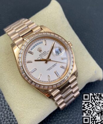 EW Factory Rolex Custom Day Date Rose Gold Diamond Watch
