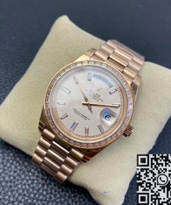 EW Factory Rolex Custom Day Date Rose Gold Diamond Watch