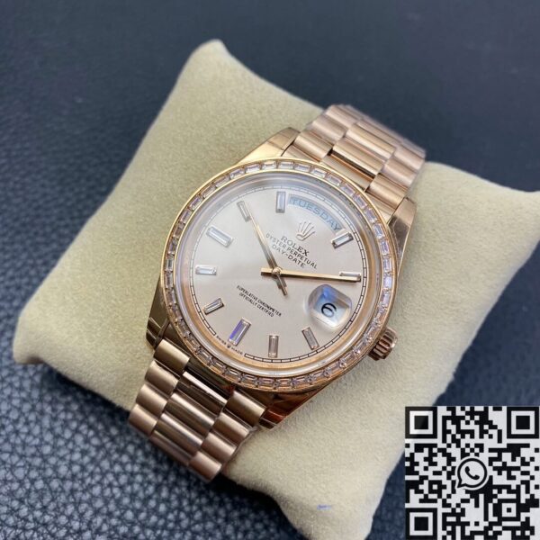EW Factory Rolex Custom Day Date Rose Gold Diamond Watch