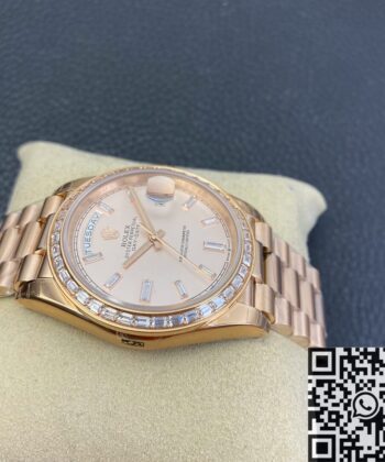 EW Factory Rolex Custom Day Date Rose Gold Diamond Watch