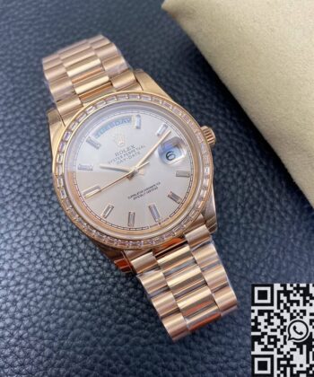 EW Factory Rolex Custom Day Date Rose Gold Diamond Watch